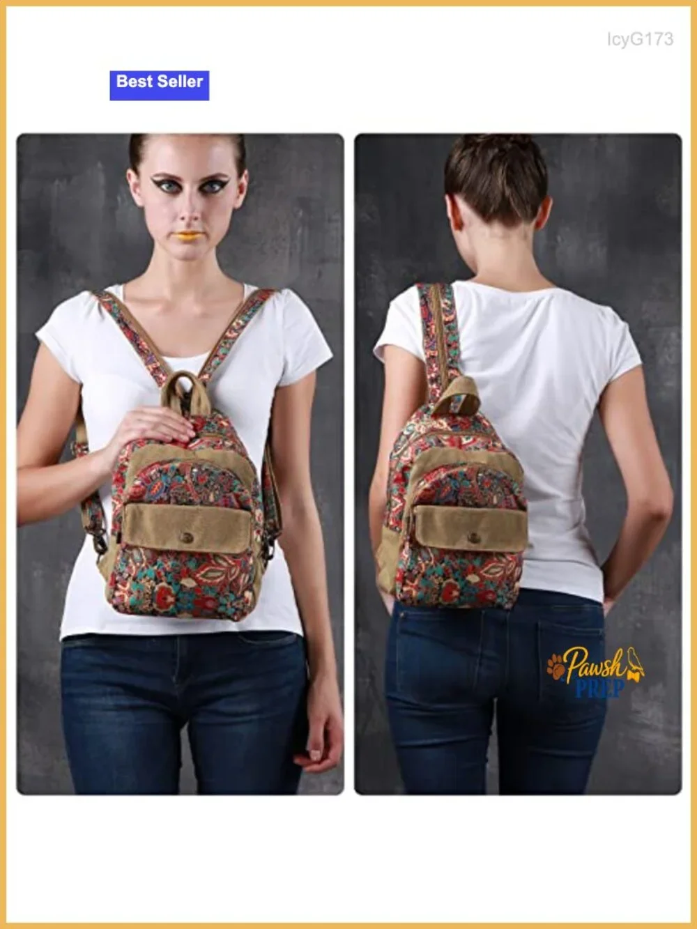 Floral Small Backpack Purse for Women, Boho Lightweight Crossbody Beach Bag